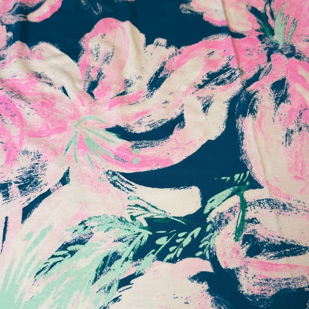 Lilly Pulitzer Annastasha Popover Shift Dress Floral Ruffle Pink Blue Size Small - Picture 6 of 7